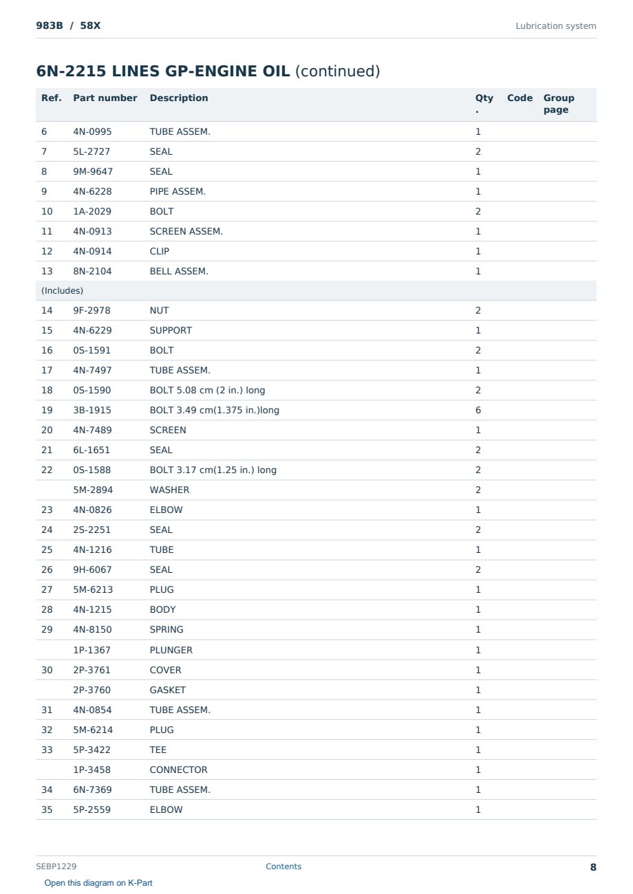 Caterpillar 983B S/N 58X Partsbook SEBP1229 (English) - sample page 8 of 10 Caterpillar 983B S/N 58X Partsbook SEBP1229 (English) - sample page 8 of 10
