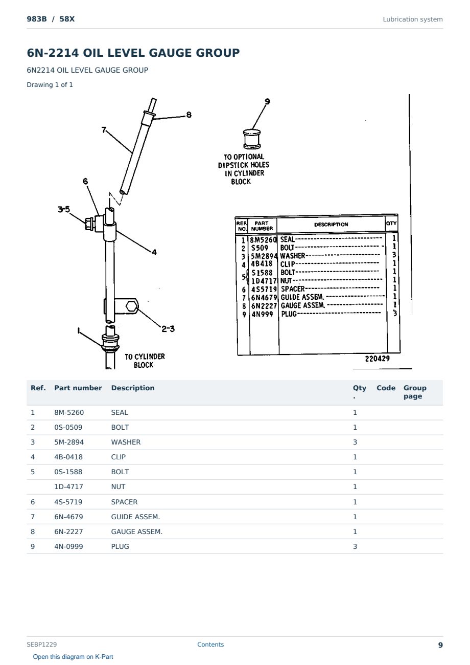 Caterpillar 983B S/N 58X Partsbook SEBP1229 (English) - sample page 9 of 10 Caterpillar 983B S/N 58X Partsbook SEBP1229 (English) - sample page 9 of 10
