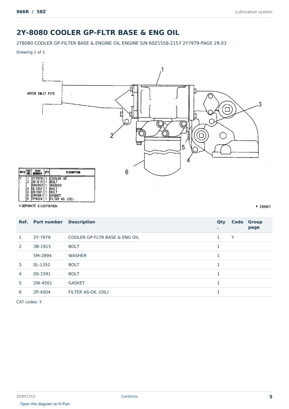 Caterpillar 966R S/N 58Z Partsbook ZEBP1353 (English) - sample page 5 of 10 Caterpillar 966R S/N 58Z Partsbook ZEBP1353 (English) - sample page 5 of 10