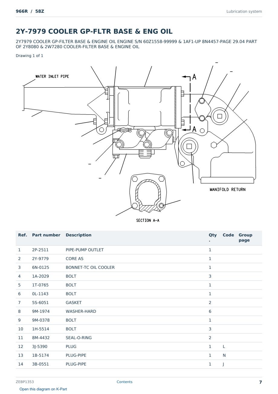Caterpillar 966R S/N 58Z Partsbook ZEBP1353 (English) - sample page 7 of 10 Caterpillar 966R S/N 58Z Partsbook ZEBP1353 (English) - sample page 7 of 10