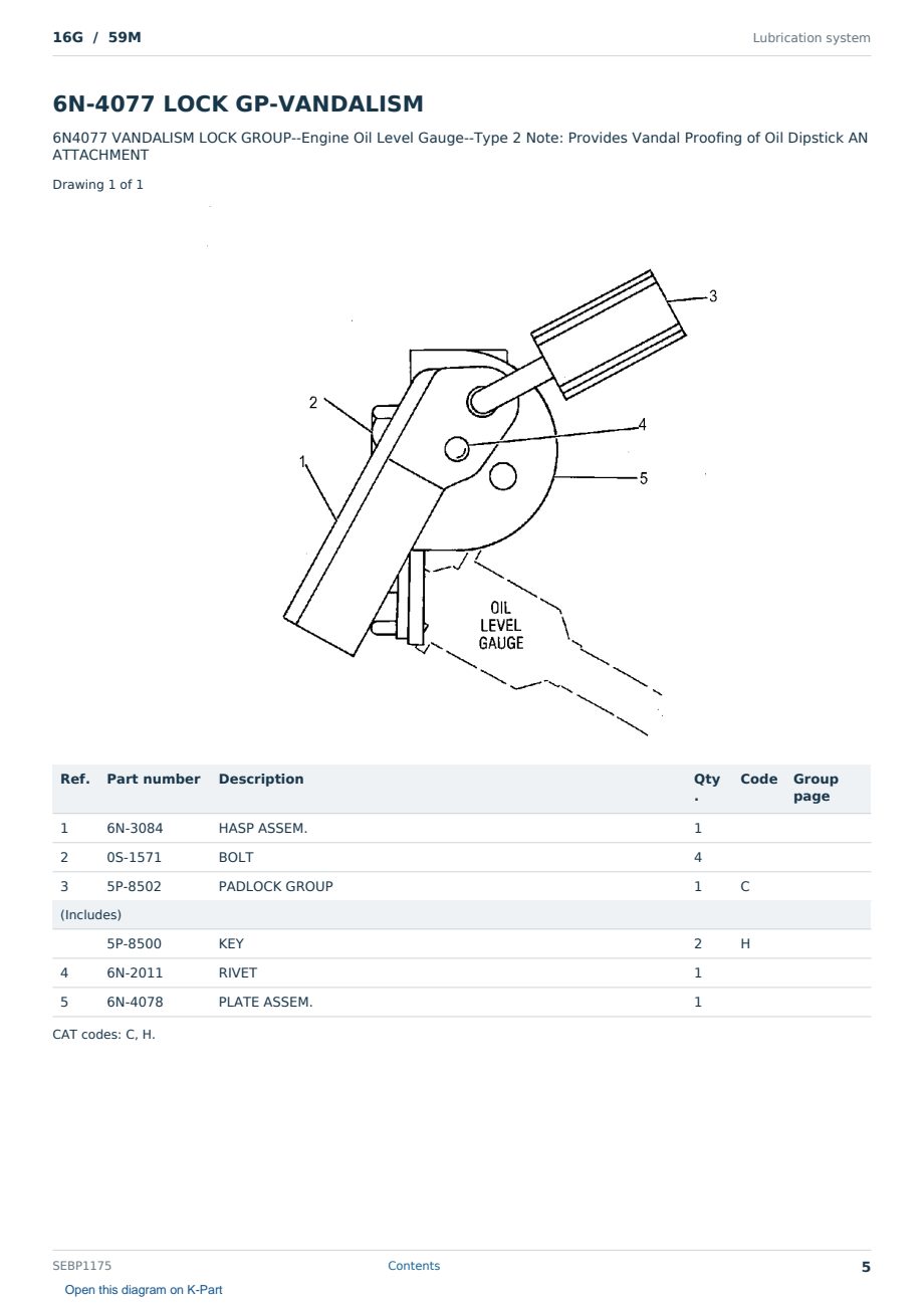 Caterpillar 16G S/N 59M Partsbook SEBP1175 (English) - sample page 5 of 10 Caterpillar 16G S/N 59M Partsbook SEBP1175 (English) - sample page 5 of 10