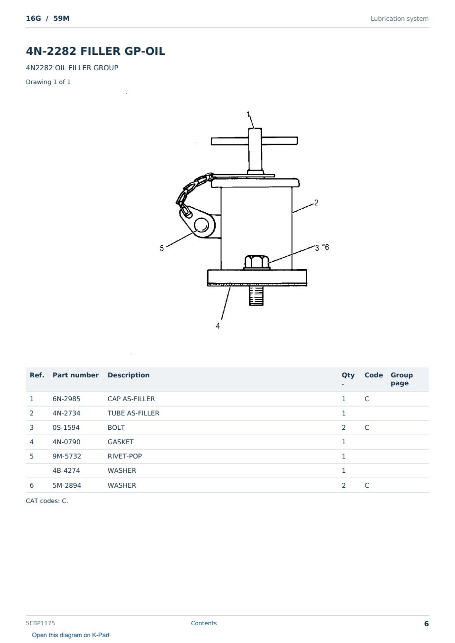 Caterpillar 16G S/N 59M Partsbook SEBP1175 (English) - sample page 6 of 10 Caterpillar 16G S/N 59M Partsbook SEBP1175 (English) - sample page 6 of 10
