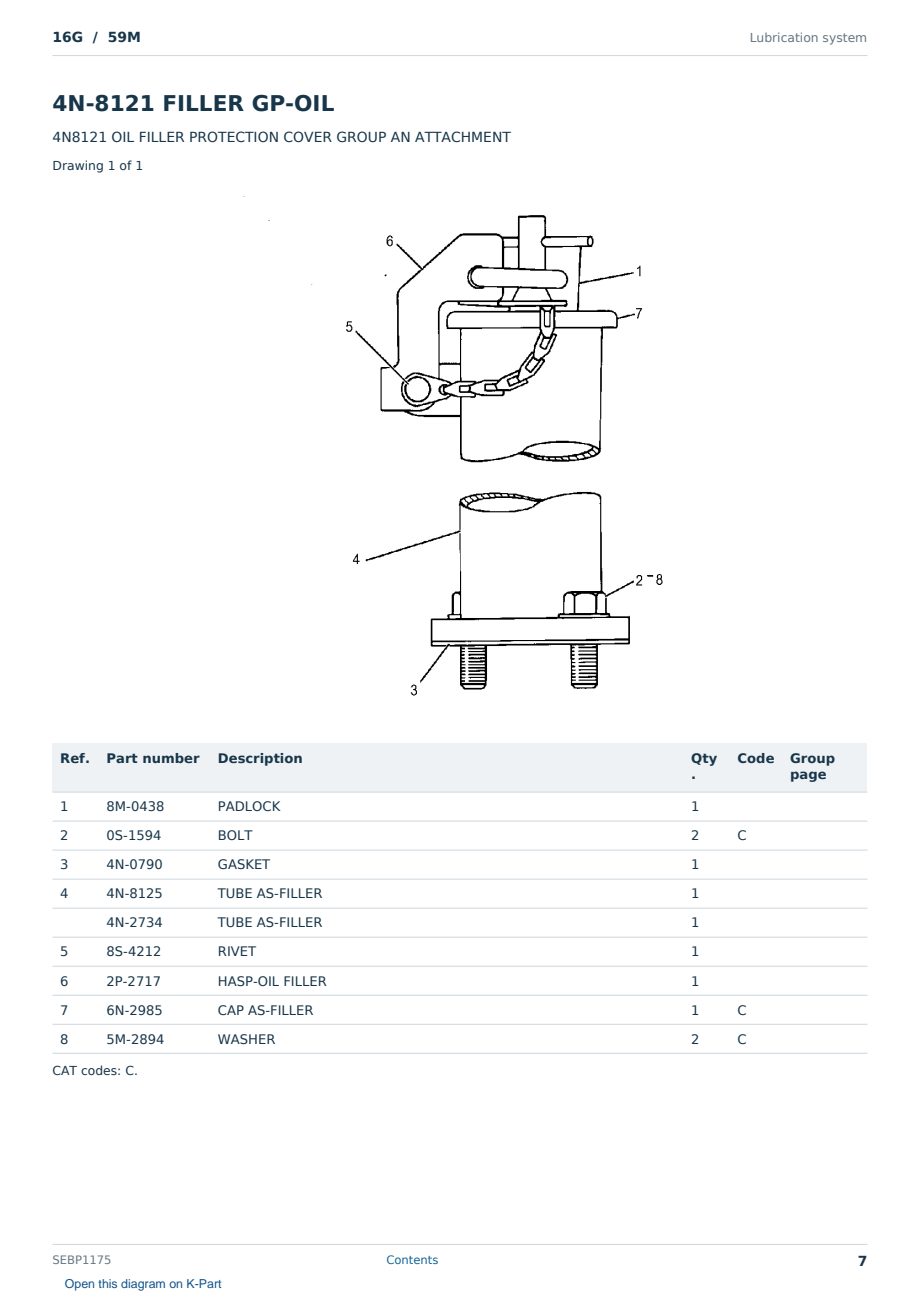Caterpillar 16G S/N 59M Partsbook SEBP1175 (English) - sample page 7 of 10 Caterpillar 16G S/N 59M Partsbook SEBP1175 (English) - sample page 7 of 10