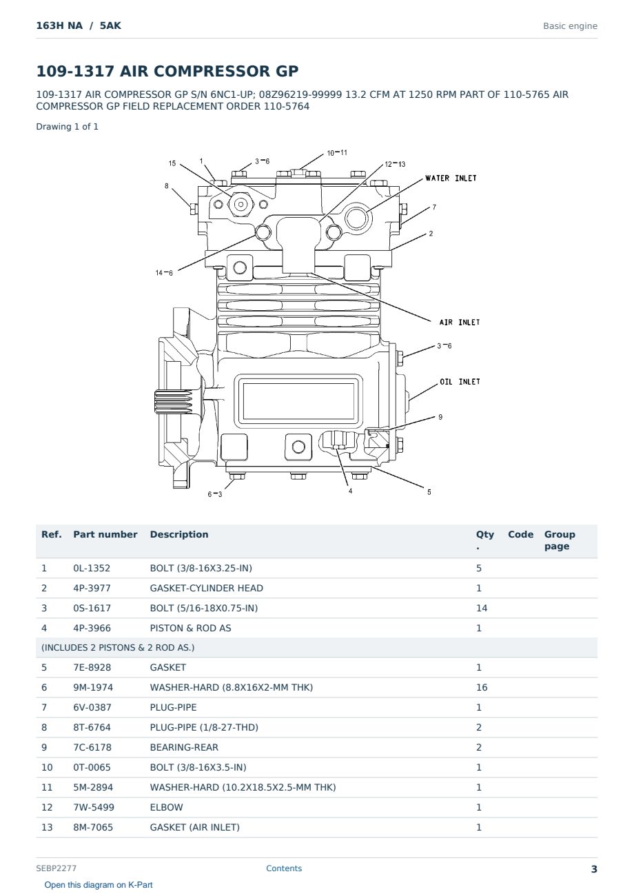 Caterpillar 163H NA S/N 5AK Partsbook SEBP2277 (English) - sample page 3 of 10 Caterpillar 163H NA S/N 5AK Partsbook SEBP2277 (English) - sample page 3 of 10
