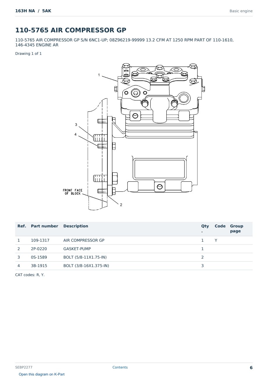 Caterpillar 163H NA S/N 5AK Partsbook SEBP2277 (English) - sample page 6 of 10 Caterpillar 163H NA S/N 5AK Partsbook SEBP2277 (English) - sample page 6 of 10