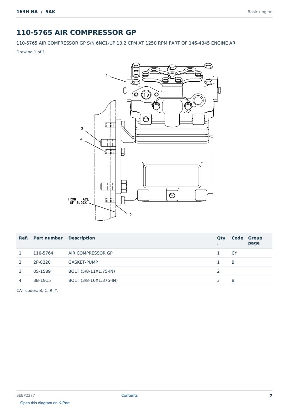 Caterpillar 163H NA S/N 5AK Partsbook SEBP2277 (English) - sample page 7 of 10 Caterpillar 163H NA S/N 5AK Partsbook SEBP2277 (English) - sample page 7 of 10