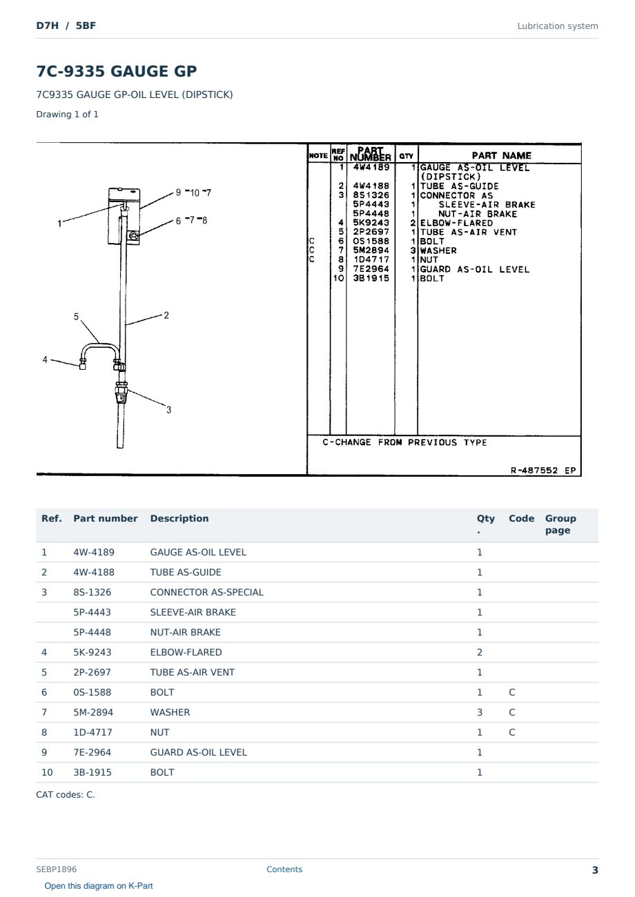 Caterpillar D7H S/N 5BF Partsbook SEBP1896 (English) - sample page 3 of 10 Caterpillar D7H S/N 5BF Partsbook SEBP1896 (English) - sample page 3 of 10