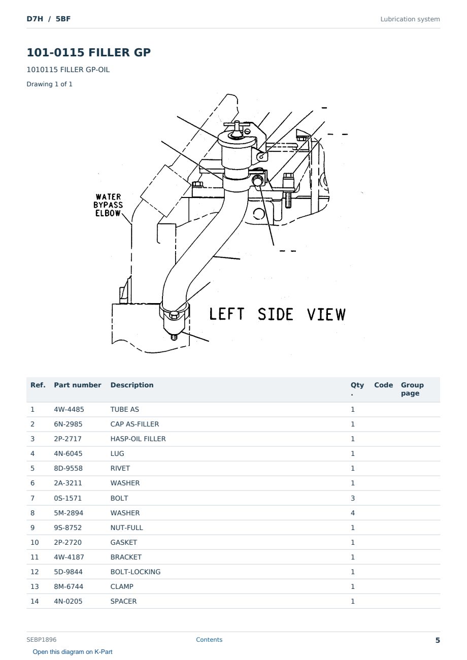 Caterpillar D7H S/N 5BF Partsbook SEBP1896 (English) - sample page 5 of 10 Caterpillar D7H S/N 5BF Partsbook SEBP1896 (English) - sample page 5 of 10