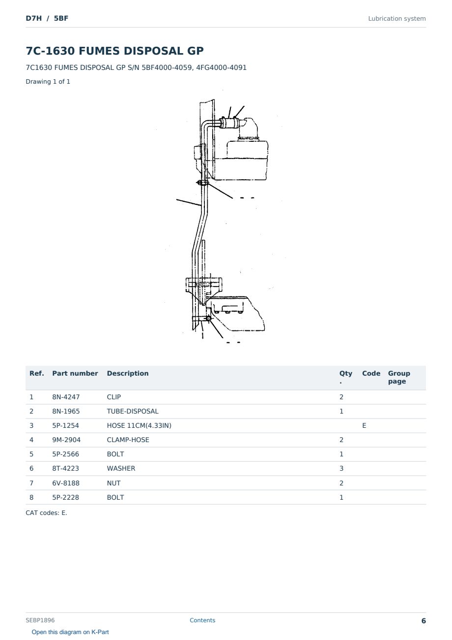 Caterpillar D7H S/N 5BF Partsbook SEBP1896 (English) - sample page 6 of 10 Caterpillar D7H S/N 5BF Partsbook SEBP1896 (English) - sample page 6 of 10