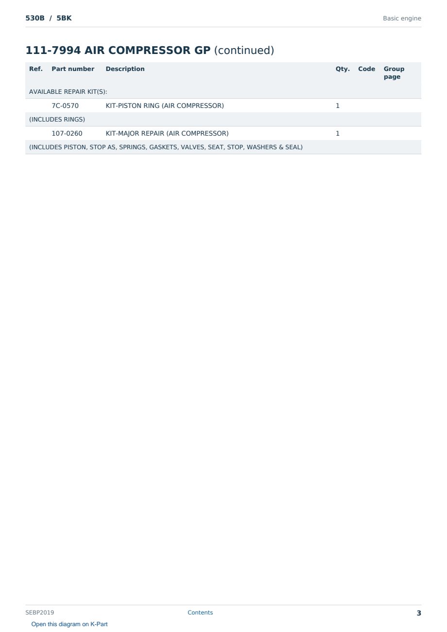 Caterpillar 530B S/N 5BK Partsbook SEBP2019 (English) - sample page 3 of 10 Caterpillar 530B S/N 5BK Partsbook SEBP2019 (English) - sample page 3 of 10