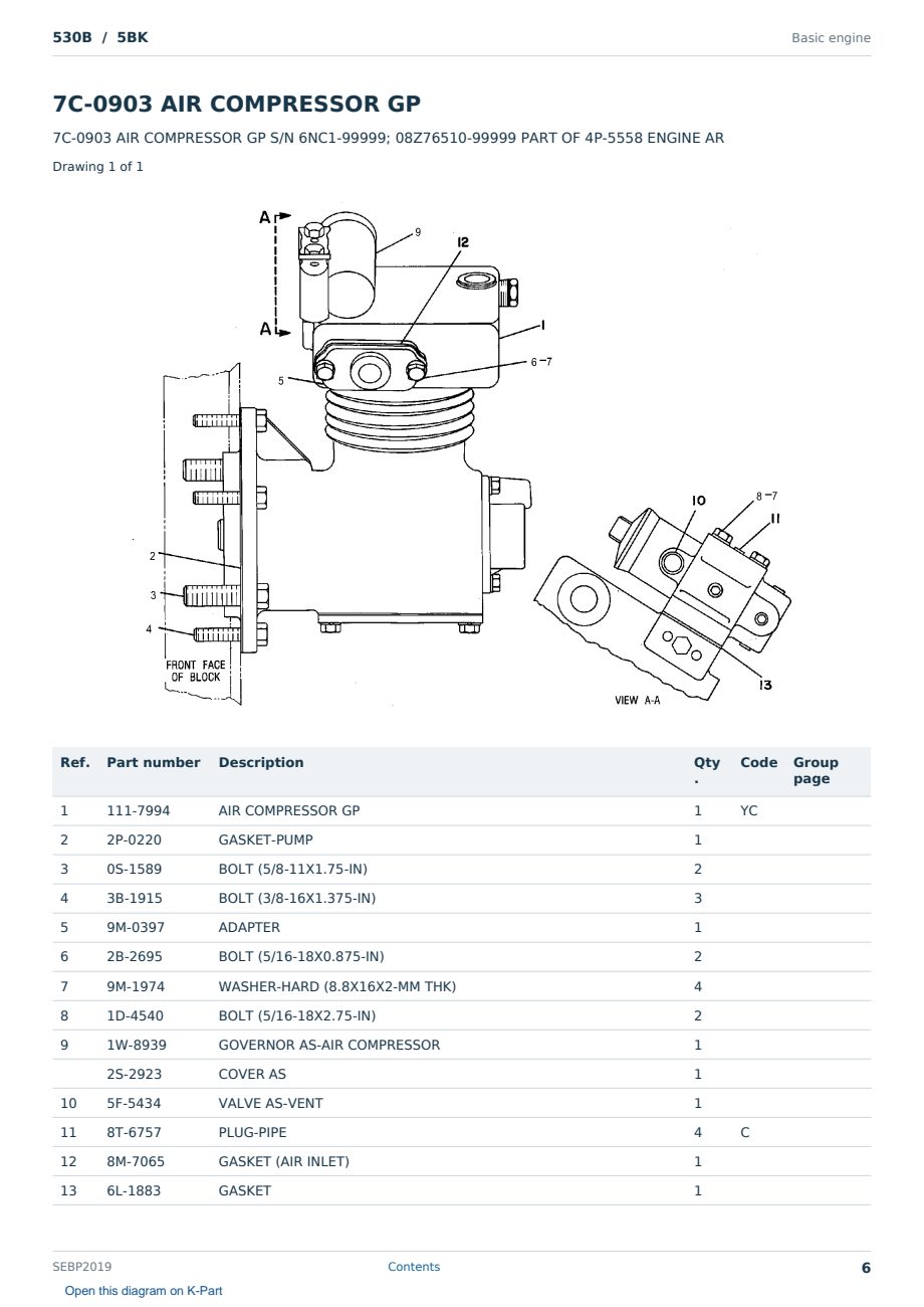 Caterpillar 530B S/N 5BK Partsbook SEBP2019 (English) - sample page 6 of 10 Caterpillar 530B S/N 5BK Partsbook SEBP2019 (English) - sample page 6 of 10