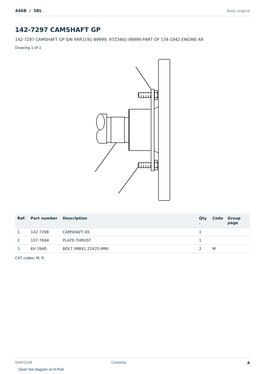 Caterpillar 446B S/N 5BL Partsbook SEBP2298 (English) - sample page 4 of 10 Caterpillar 446B S/N 5BL Partsbook SEBP2298 (English) - sample page 4 of 10