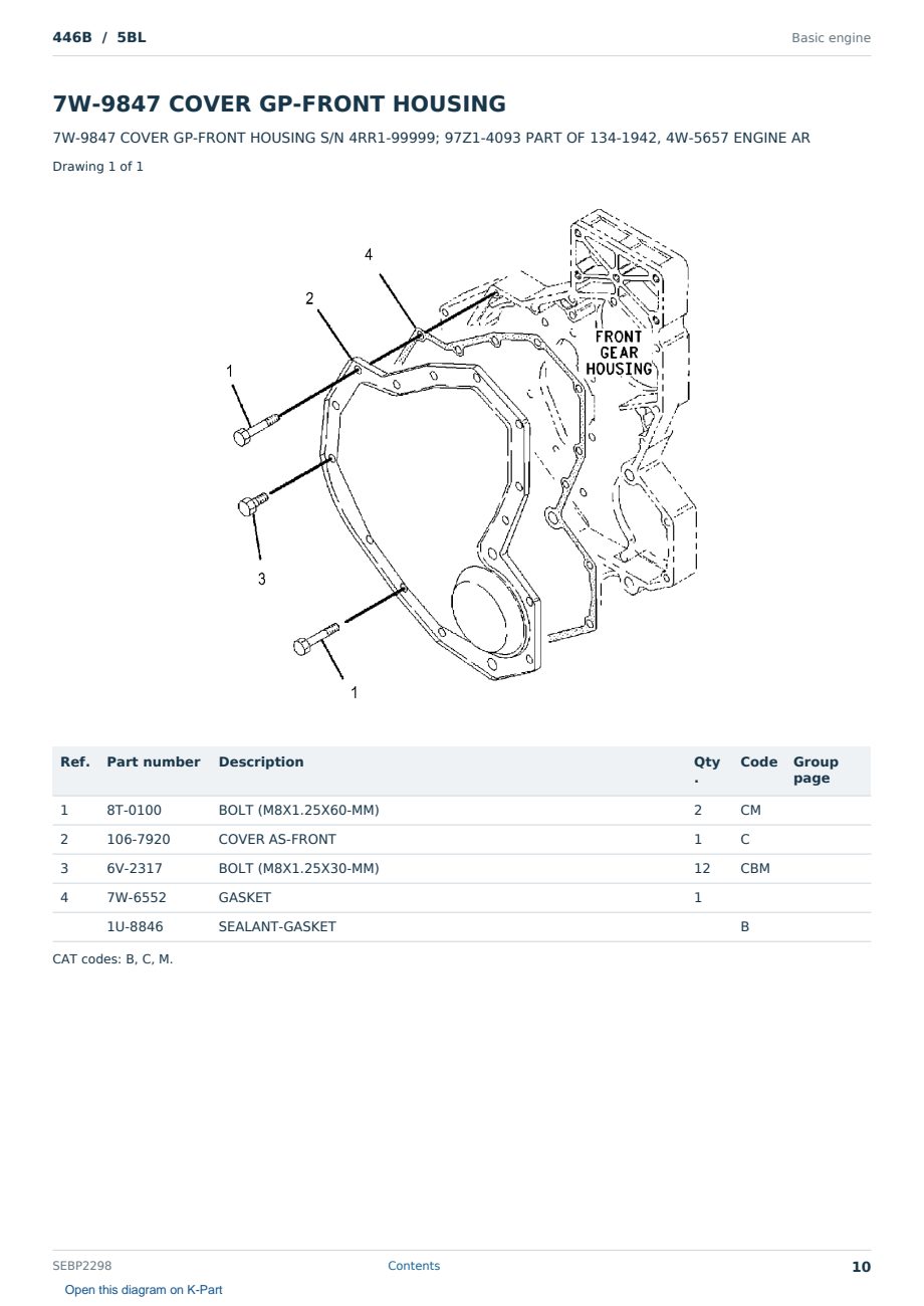 Caterpillar 446B S/N 5BL Partsbook SEBP2298 (English) - sample page 10 of 10 Caterpillar 446B S/N 5BL Partsbook SEBP2298 (English) - sample page 10 of 10