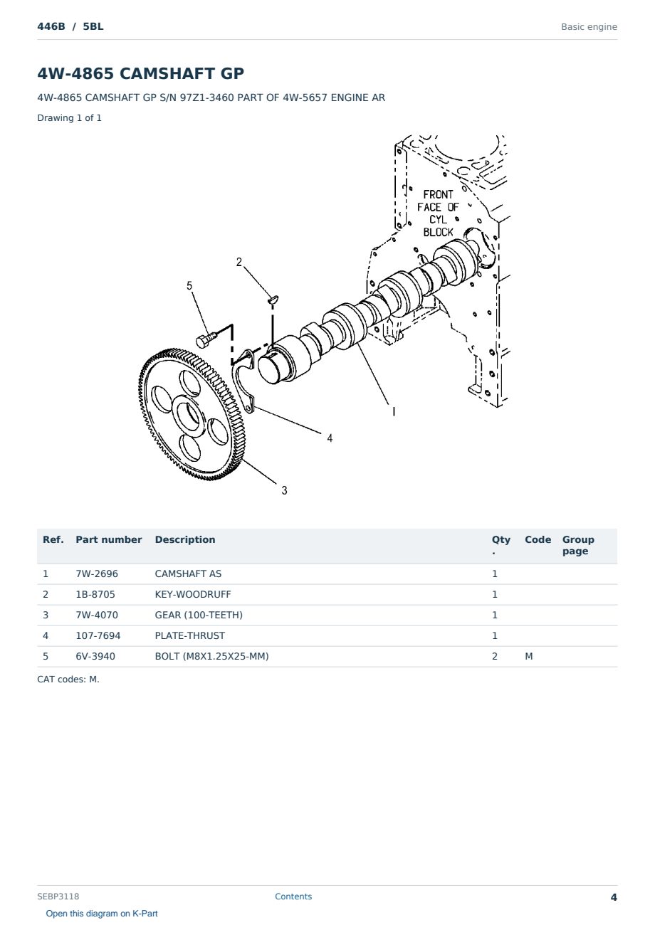 Caterpillar 446B S/N 5BL Partsbook SEBP3118 (English) - sample page 4 of 10 Caterpillar 446B S/N 5BL Partsbook SEBP3118 (English) - sample page 4 of 10