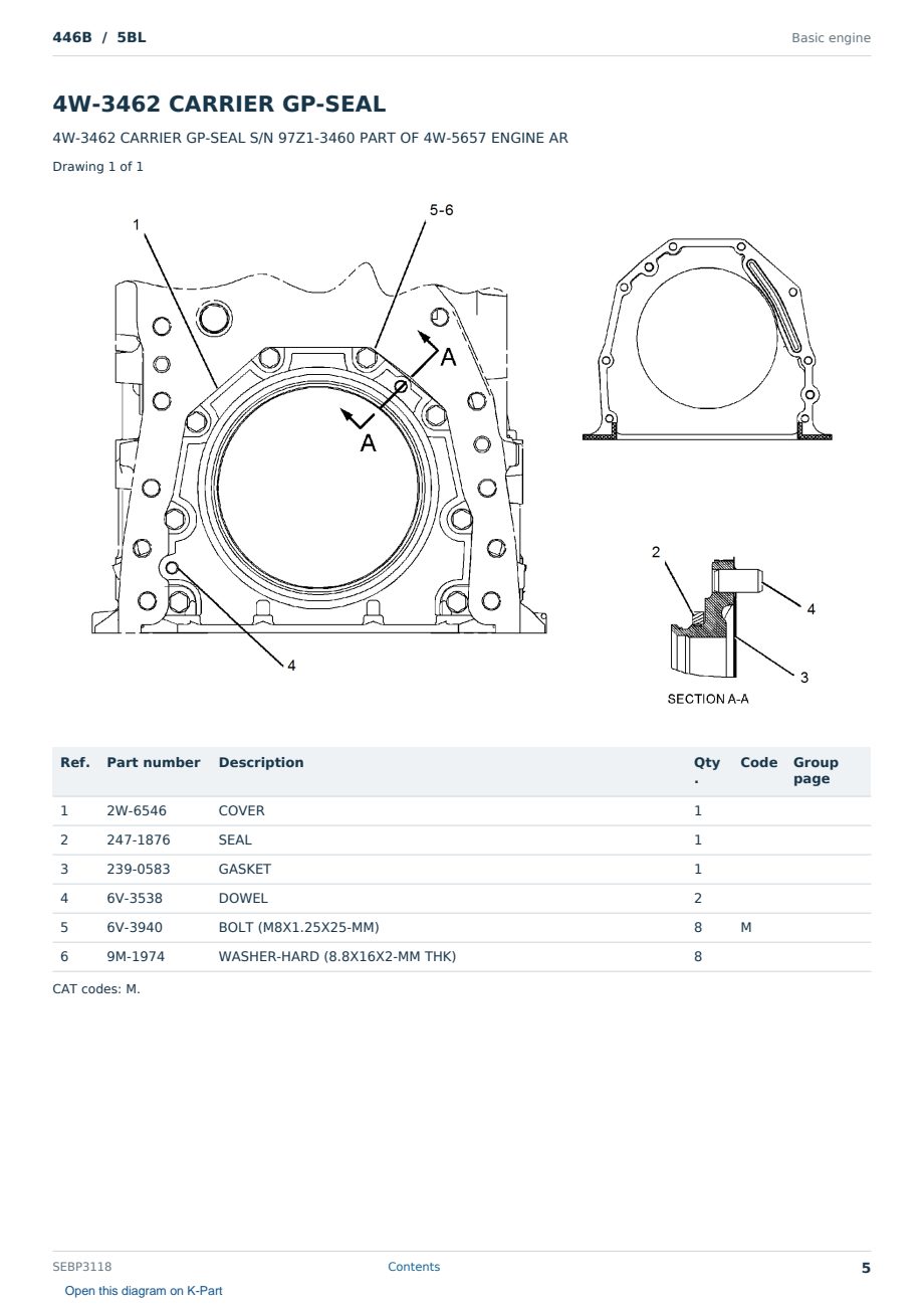 Caterpillar 446B S/N 5BL Partsbook SEBP3118 (English) - sample page 5 of 10 Caterpillar 446B S/N 5BL Partsbook SEBP3118 (English) - sample page 5 of 10