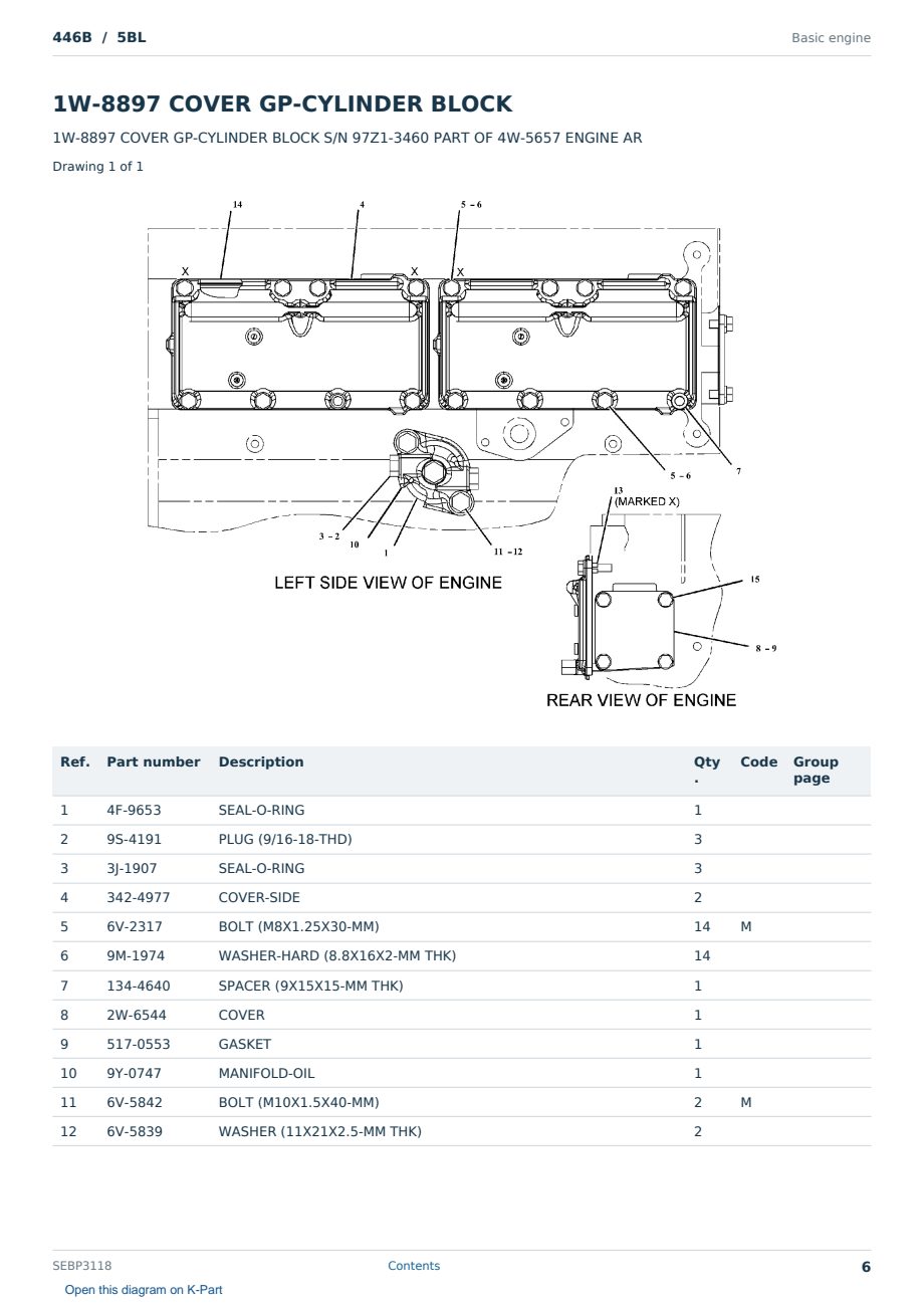 Caterpillar 446B S/N 5BL Partsbook SEBP3118 (English) - sample page 6 of 10 Caterpillar 446B S/N 5BL Partsbook SEBP3118 (English) - sample page 6 of 10