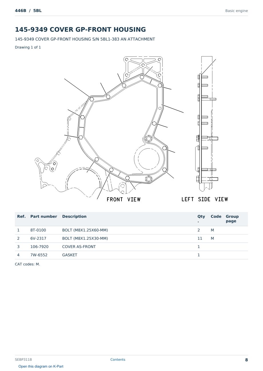 Caterpillar 446B S/N 5BL Partsbook SEBP3118 (English) - sample page 8 of 10 Caterpillar 446B S/N 5BL Partsbook SEBP3118 (English) - sample page 8 of 10