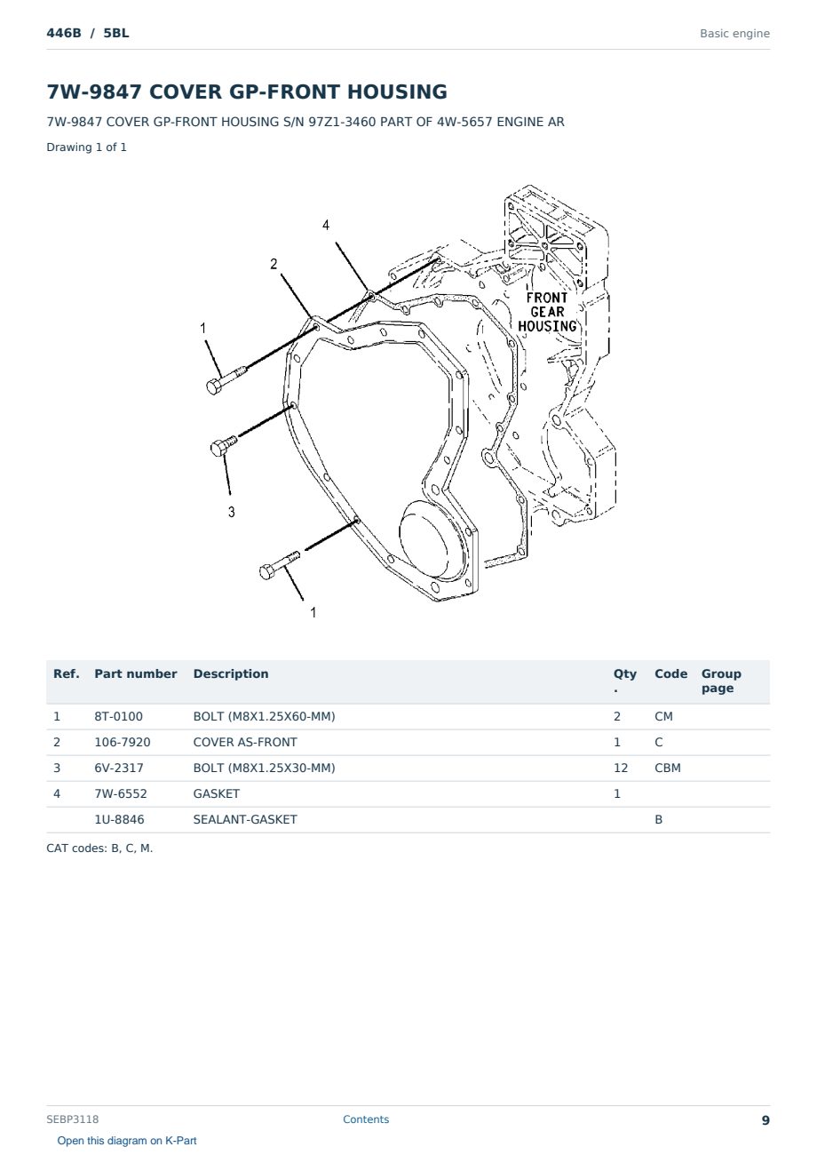 Caterpillar 446B S/N 5BL Partsbook SEBP3118 (English) - sample page 9 of 10 Caterpillar 446B S/N 5BL Partsbook SEBP3118 (English) - sample page 9 of 10