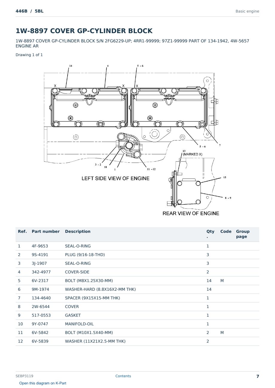 Caterpillar 446B S/N 5BL Partsbook SEBP3119 (English) - sample page 7 of 10 Caterpillar 446B S/N 5BL Partsbook SEBP3119 (English) - sample page 7 of 10