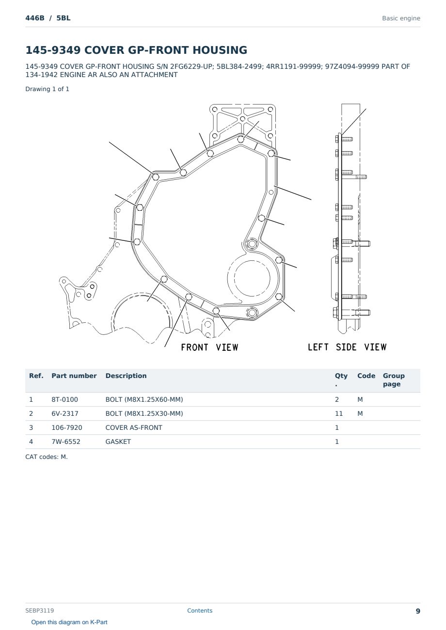 Caterpillar 446B S/N 5BL Partsbook SEBP3119 (English) - sample page 9 of 10 Caterpillar 446B S/N 5BL Partsbook SEBP3119 (English) - sample page 9 of 10