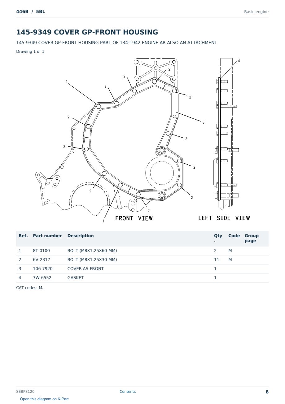 Caterpillar 446B S/N 5BL Partsbook SEBP3120 (English) - sample page 8 of 10 Caterpillar 446B S/N 5BL Partsbook SEBP3120 (English) - sample page 8 of 10