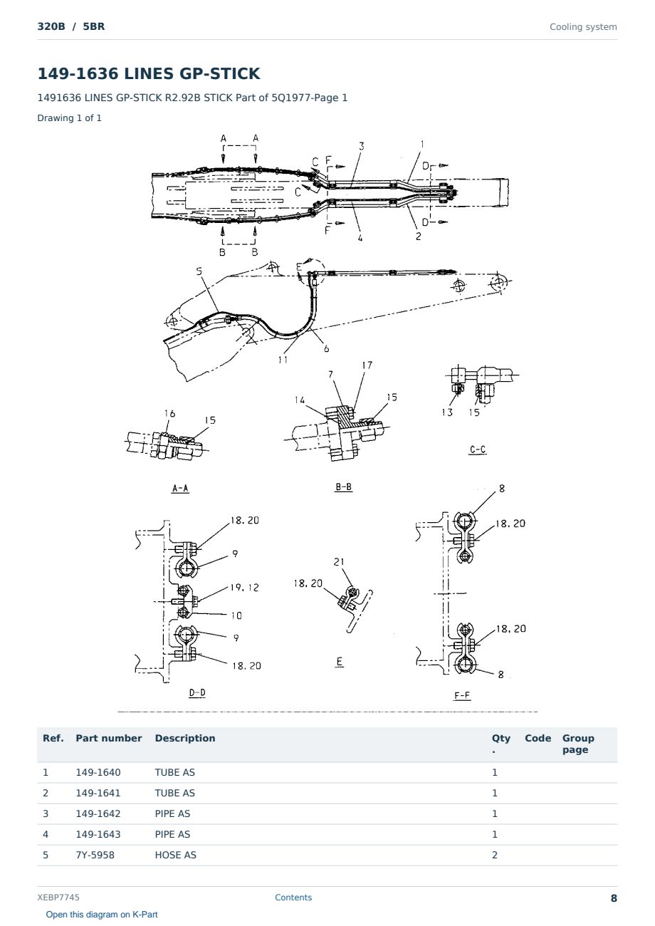 Caterpillar 320B S/N 5BR Partsbook XEBP7745 (English) - sample page 8 of 10 Caterpillar 320B S/N 5BR Partsbook XEBP7745 (English) - sample page 8 of 10