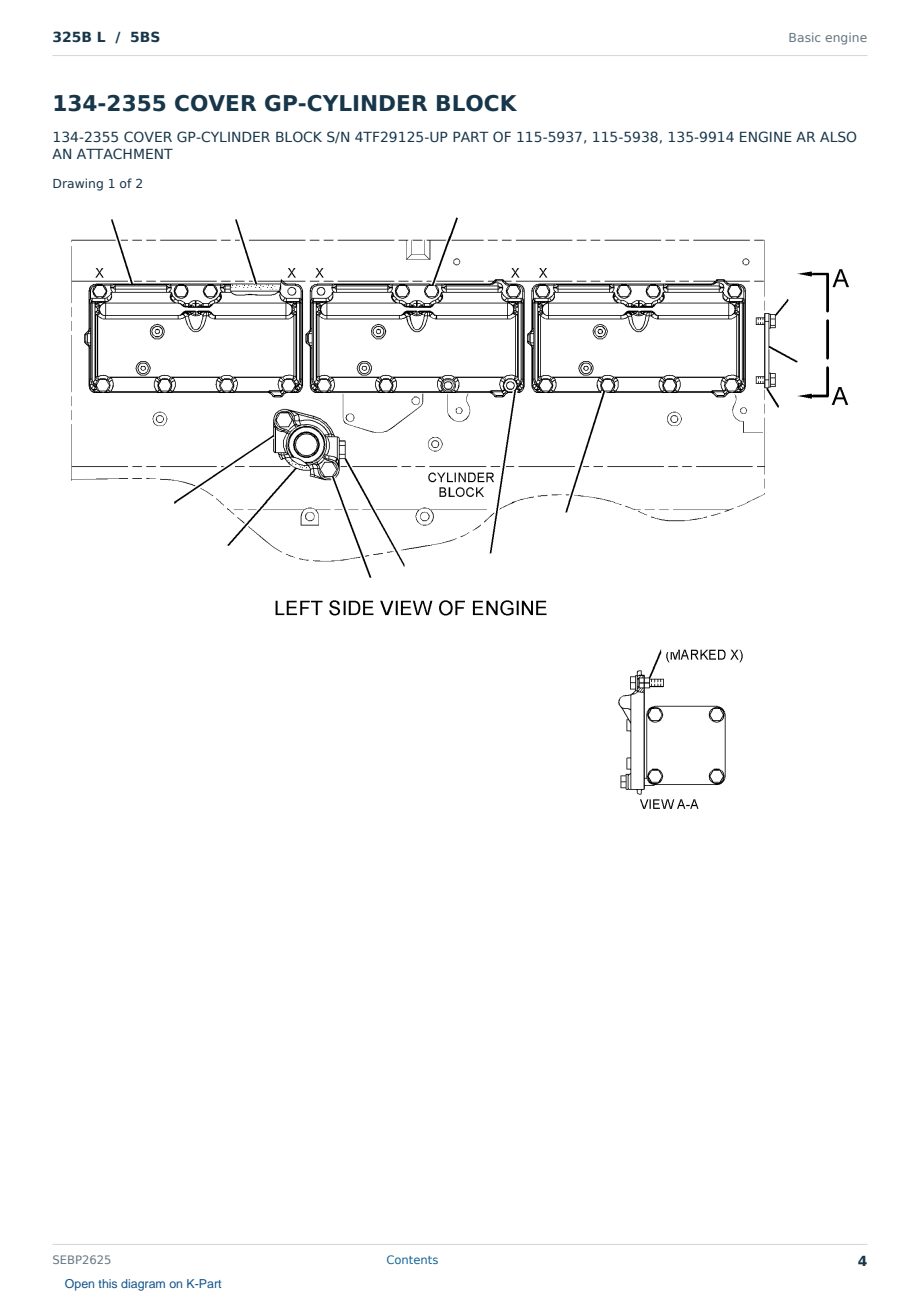 Caterpillar 325B L S/N 5BS Partsbook SEBP2625 (English) - sample page 4 of 10 Caterpillar 325B L S/N 5BS Partsbook SEBP2625 (English) - sample page 4 of 10