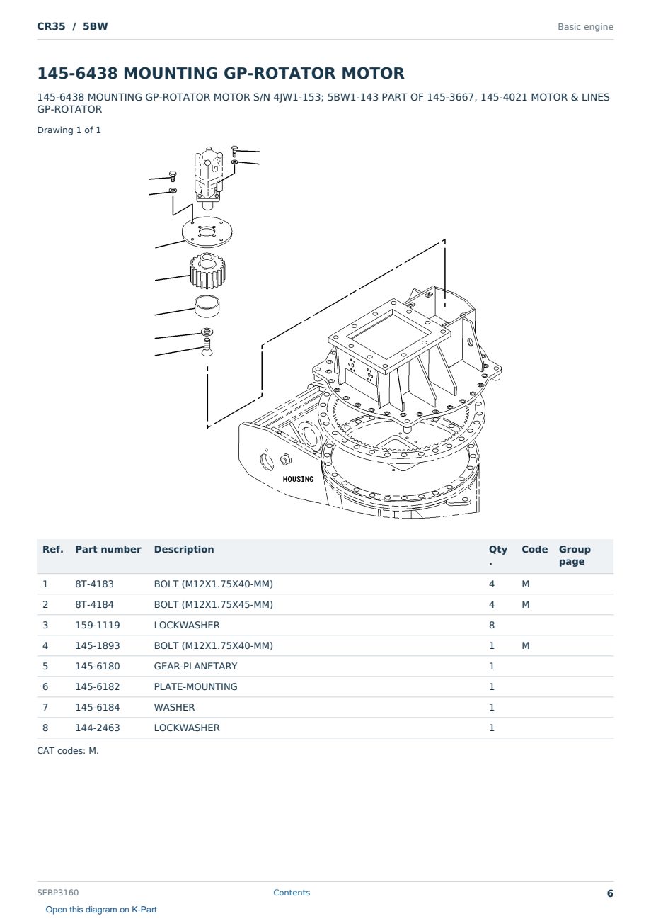 Caterpillar CR35 S/N 5BW Partsbook SEBP3160 (English) - sample page 6 of 10 Caterpillar CR35 S/N 5BW Partsbook SEBP3160 (English) - sample page 6 of 10