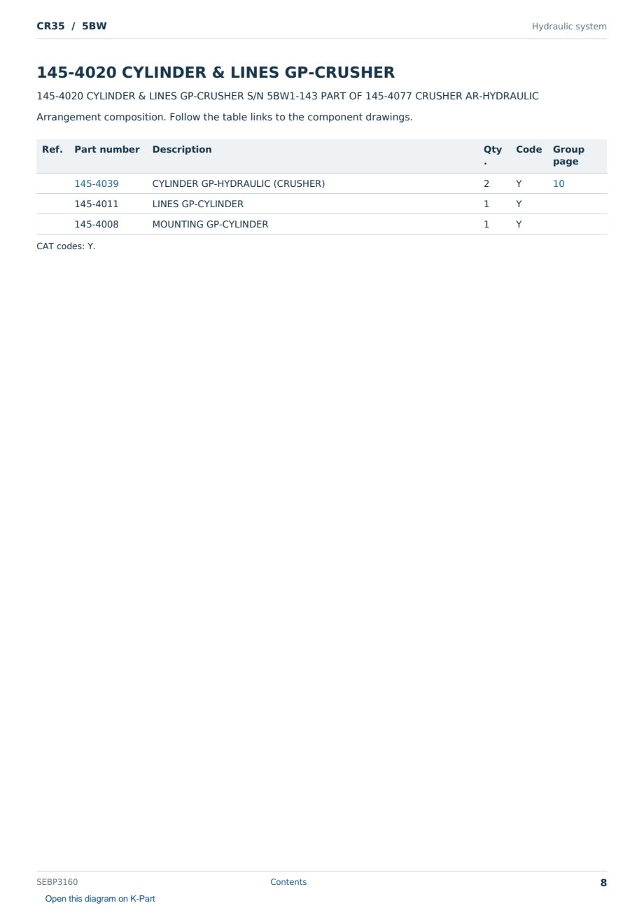 Caterpillar CR35 S/N 5BW Partsbook SEBP3160 (English) - sample page 8 of 10 Caterpillar CR35 S/N 5BW Partsbook SEBP3160 (English) - sample page 8 of 10