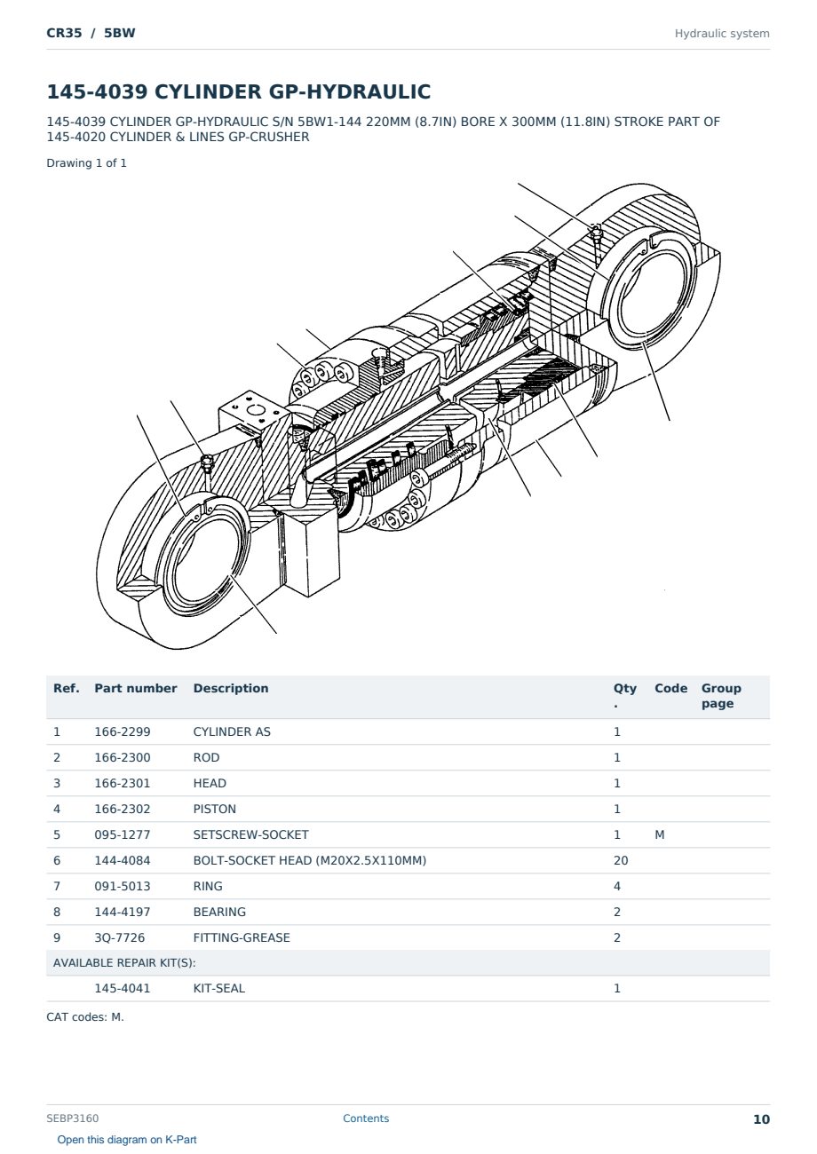 Caterpillar CR35 S/N 5BW Partsbook SEBP3160 (English) - sample page 10 of 10 Caterpillar CR35 S/N 5BW Partsbook SEBP3160 (English) - sample page 10 of 10