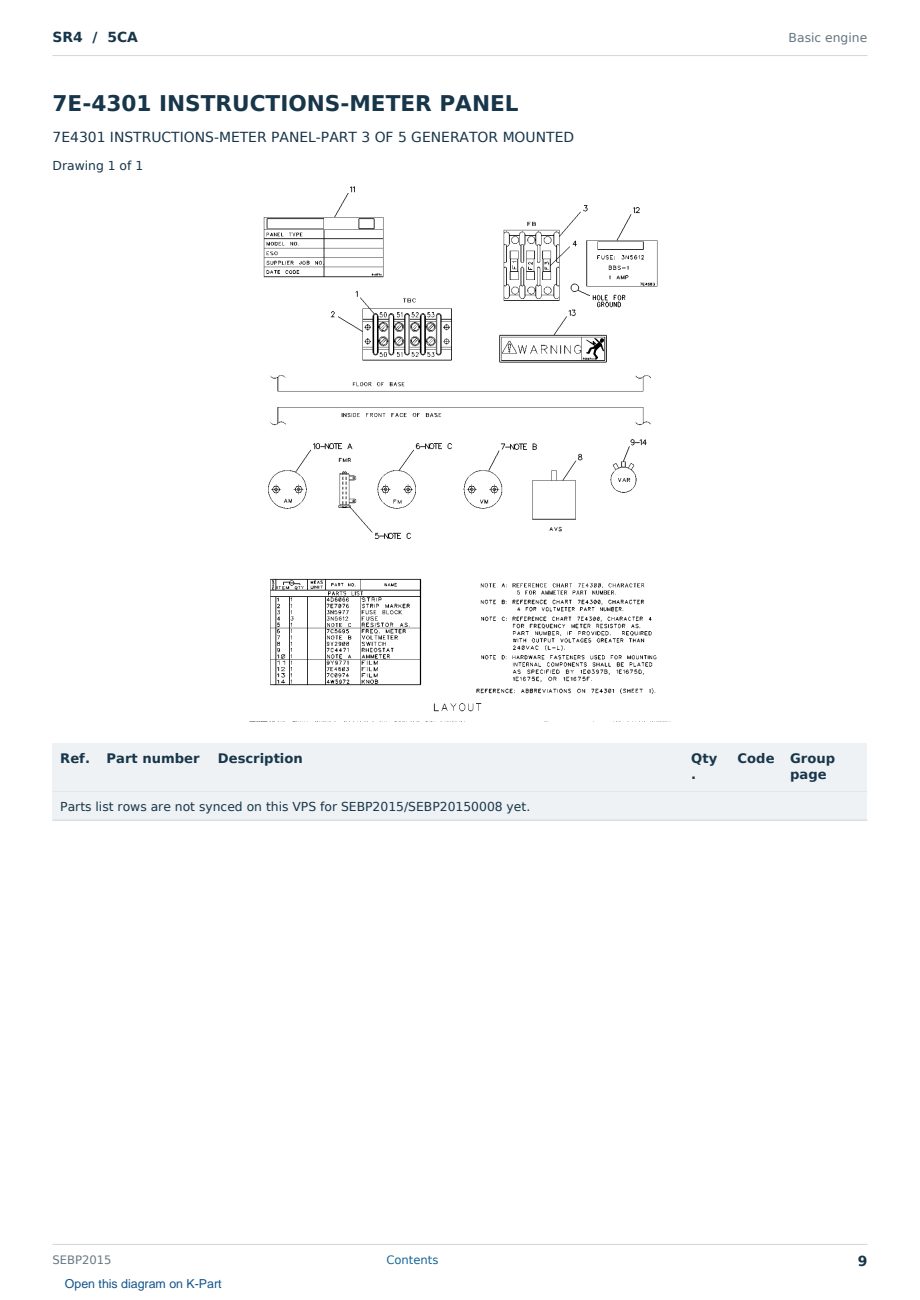 Caterpillar SR4 S/N 5CA Partsbook SEBP2015 (English) - sample page 9 of 10 Caterpillar SR4 S/N 5CA Partsbook SEBP2015 (English) - sample page 9 of 10