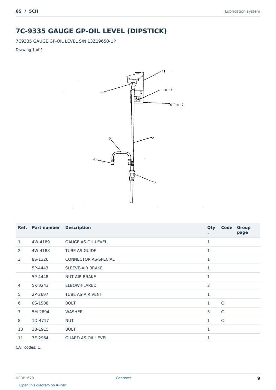 Caterpillar 6S S/N 5CH Partsbook HEBP1679 (English) - sample page 9 of 10 Caterpillar 6S S/N 5CH Partsbook HEBP1679 (English) - sample page 9 of 10