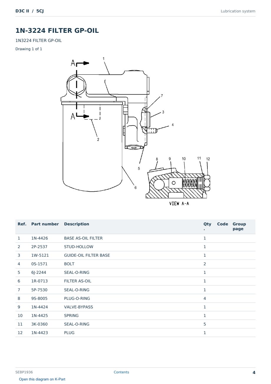 Caterpillar D3C II S/N 5CJ Partsbook SEBP1936 (English) - sample page 4 of 10 Caterpillar D3C II S/N 5CJ Partsbook SEBP1936 (English) - sample page 4 of 10
