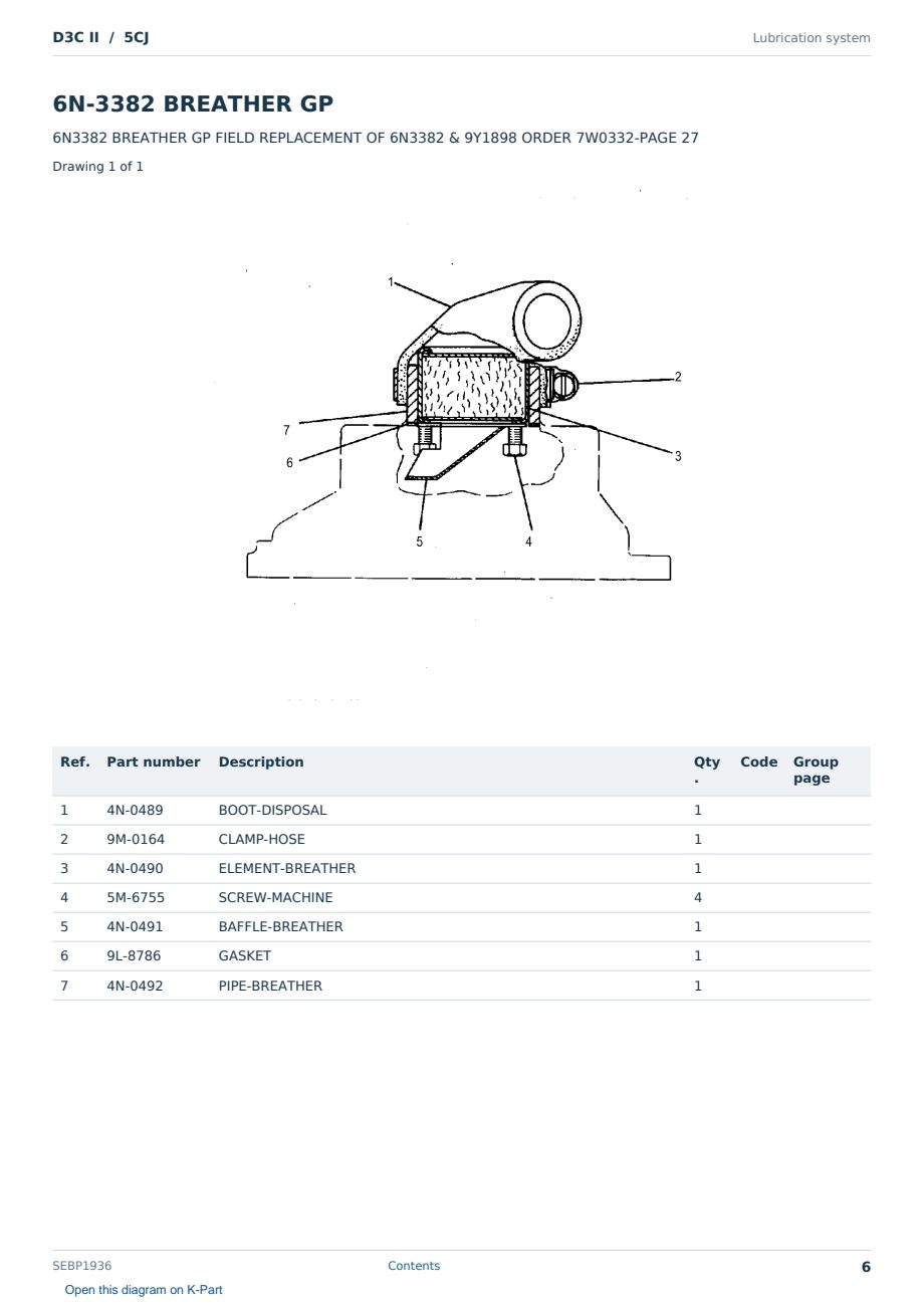 Caterpillar D3C II S/N 5CJ Partsbook SEBP1936 (English) - sample page 6 of 10 Caterpillar D3C II S/N 5CJ Partsbook SEBP1936 (English) - sample page 6 of 10