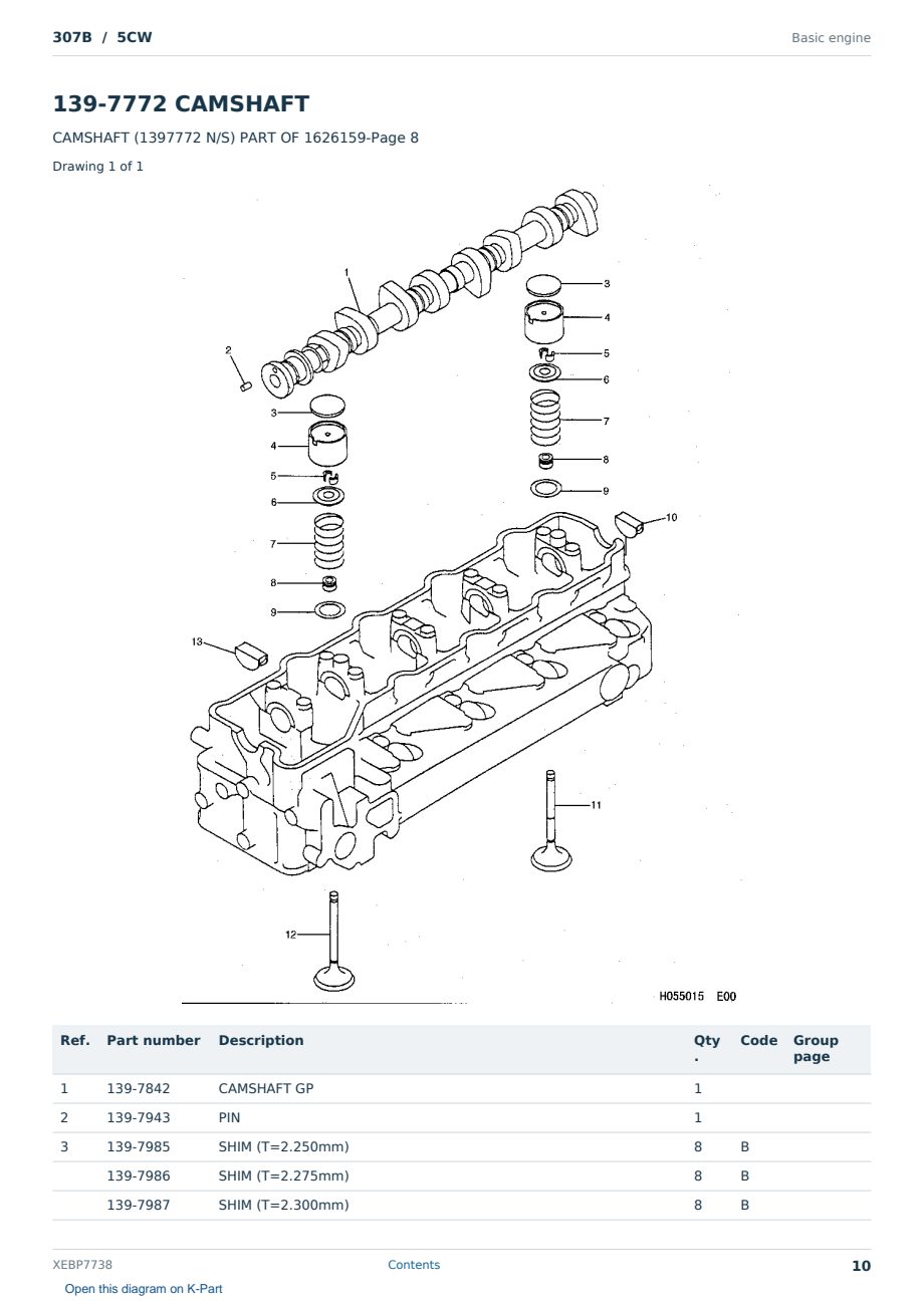 Caterpillar 307B S/N 5CW Partsbook XEBP7738 (English) - sample page 10 of 10 Caterpillar 307B S/N 5CW Partsbook XEBP7738 (English) - sample page 10 of 10