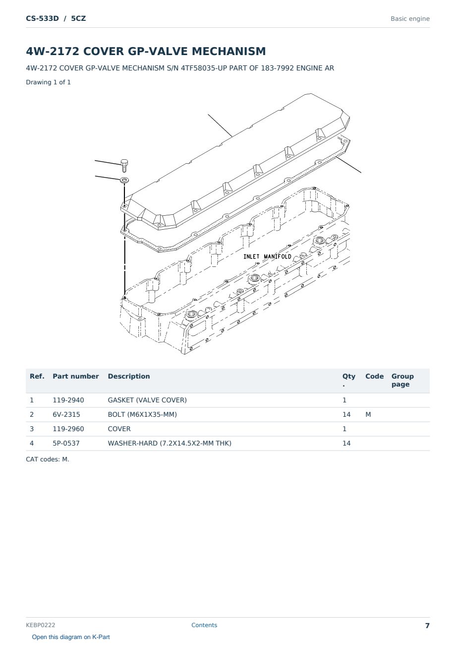 Caterpillar CS-533D S/N 5CZ Partsbook KEBP0222 (English) - sample page 7 of 10 Caterpillar CS-533D S/N 5CZ Partsbook KEBP0222 (English) - sample page 7 of 10