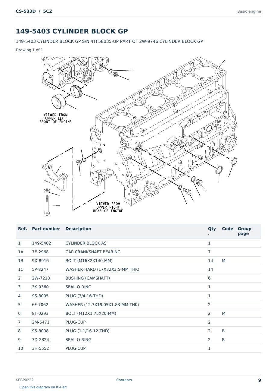 Caterpillar CS-533D S/N 5CZ Partsbook KEBP0222 (English) - sample page 9 of 10 Caterpillar CS-533D S/N 5CZ Partsbook KEBP0222 (English) - sample page 9 of 10