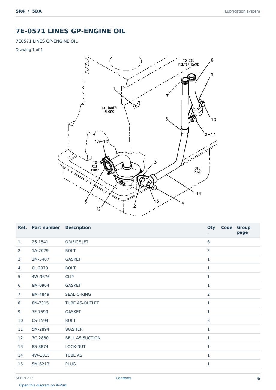 Caterpillar SR4 S/N 5DA Partsbook SEBP1213 (English) - sample page 6 of 10 Caterpillar SR4 S/N 5DA Partsbook SEBP1213 (English) - sample page 6 of 10