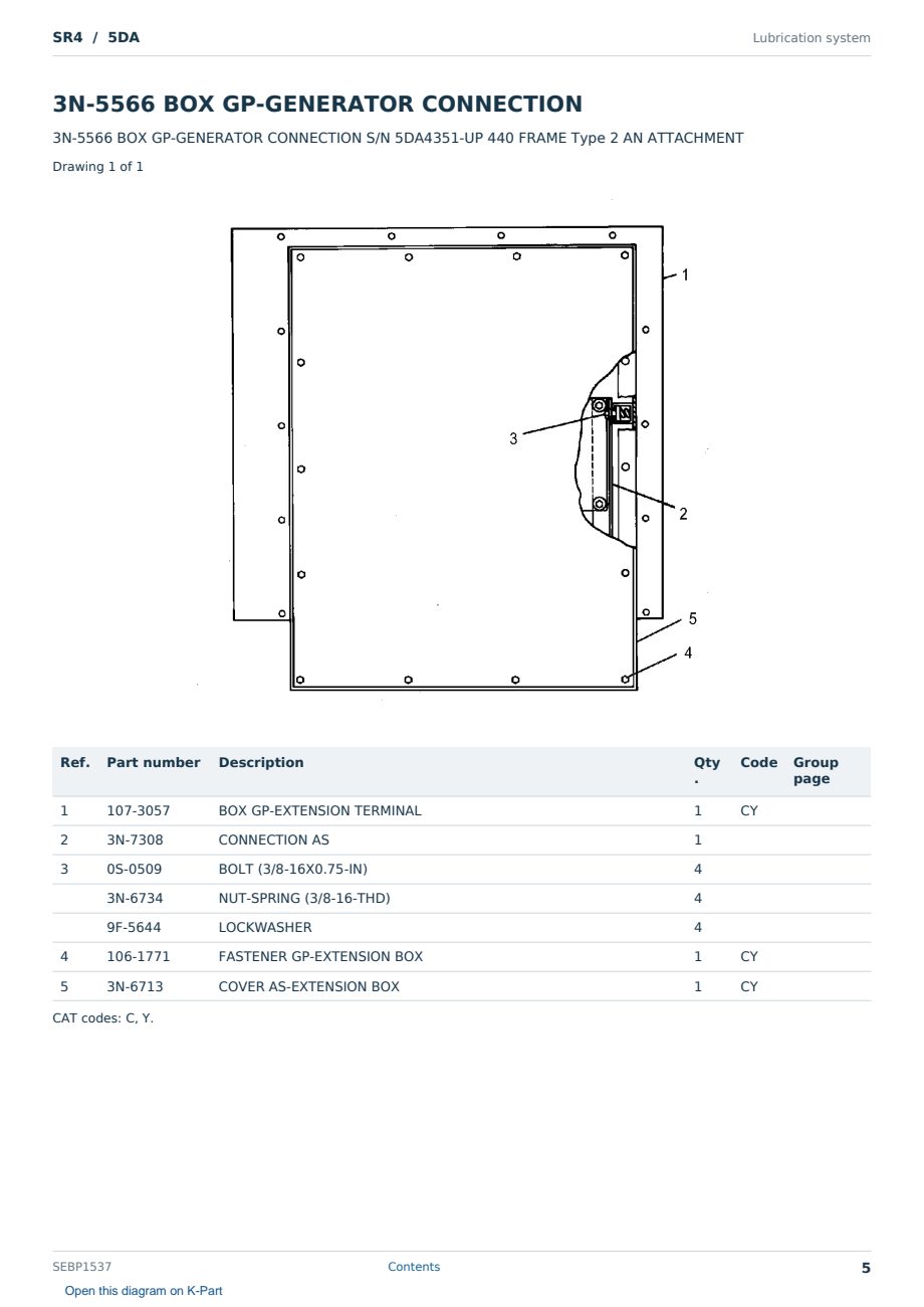 Caterpillar SR4 S/N 5DA Partsbook SEBP1537 (English) - sample page 5 of 10 Caterpillar SR4 S/N 5DA Partsbook SEBP1537 (English) - sample page 5 of 10