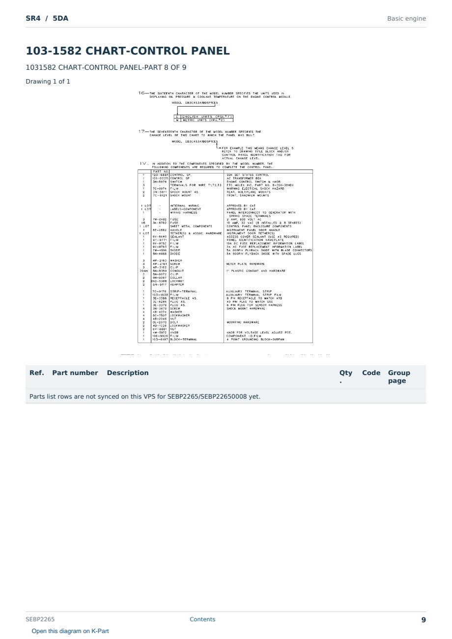 Caterpillar SR4 S/N 5DA Partsbook SEBP2265 (English) - sample page 9 of 10 Caterpillar SR4 S/N 5DA Partsbook SEBP2265 (English) - sample page 9 of 10