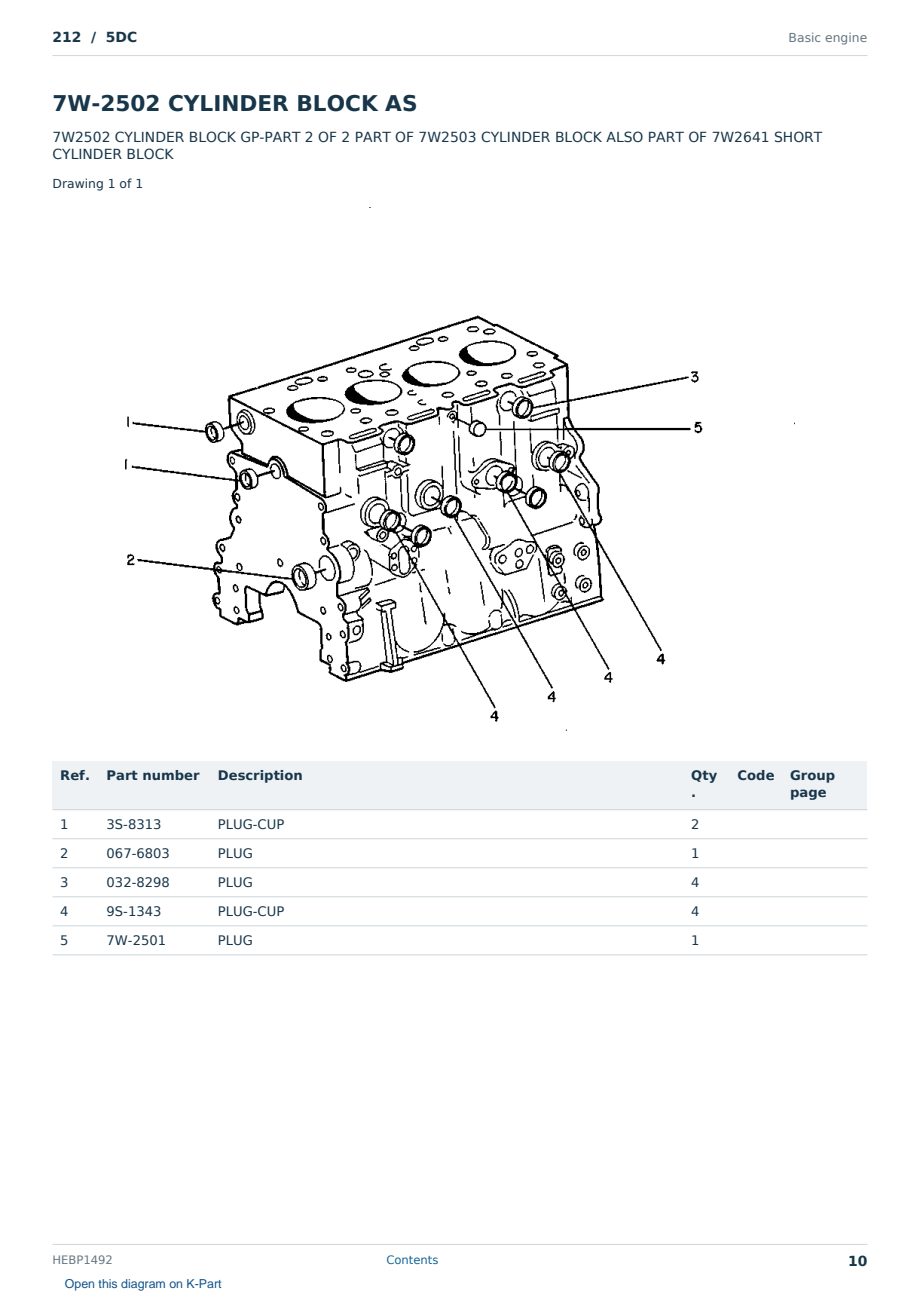 Caterpillar 212 S/N 5DC Partsbook HEBP1492 (English) - sample page 10 of 10 Caterpillar 212 S/N 5DC Partsbook HEBP1492 (English) - sample page 10 of 10