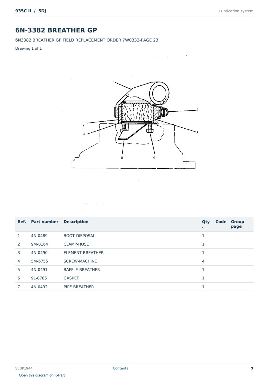 Caterpillar 935C II S/N 5DJ Partsbook SEBP1944 (English) - sample page 7 of 10 Caterpillar 935C II S/N 5DJ Partsbook SEBP1944 (English) - sample page 7 of 10