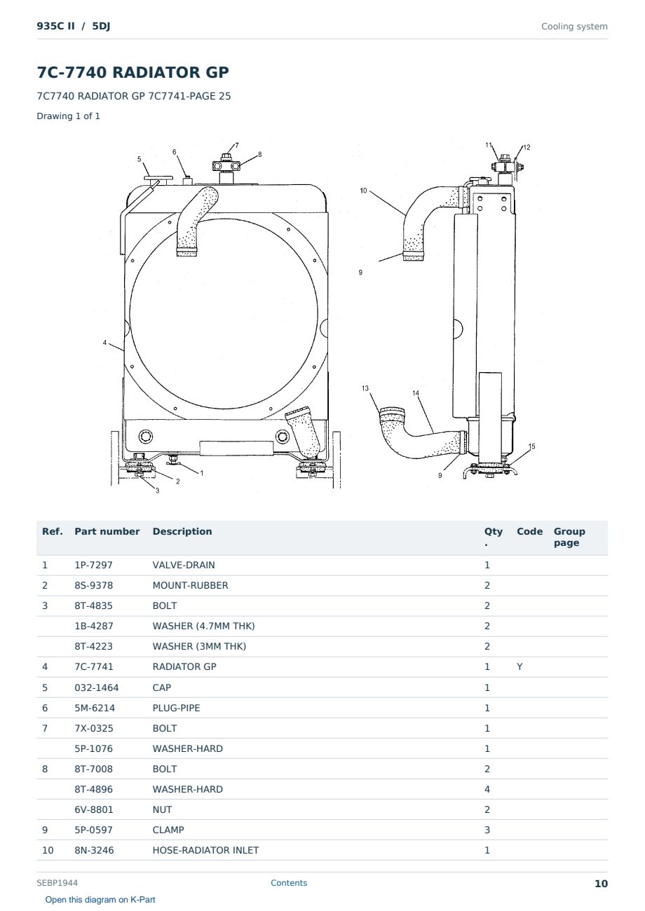 Caterpillar 935C II S/N 5DJ Partsbook SEBP1944 (English) - sample page 10 of 10 Caterpillar 935C II S/N 5DJ Partsbook SEBP1944 (English) - sample page 10 of 10