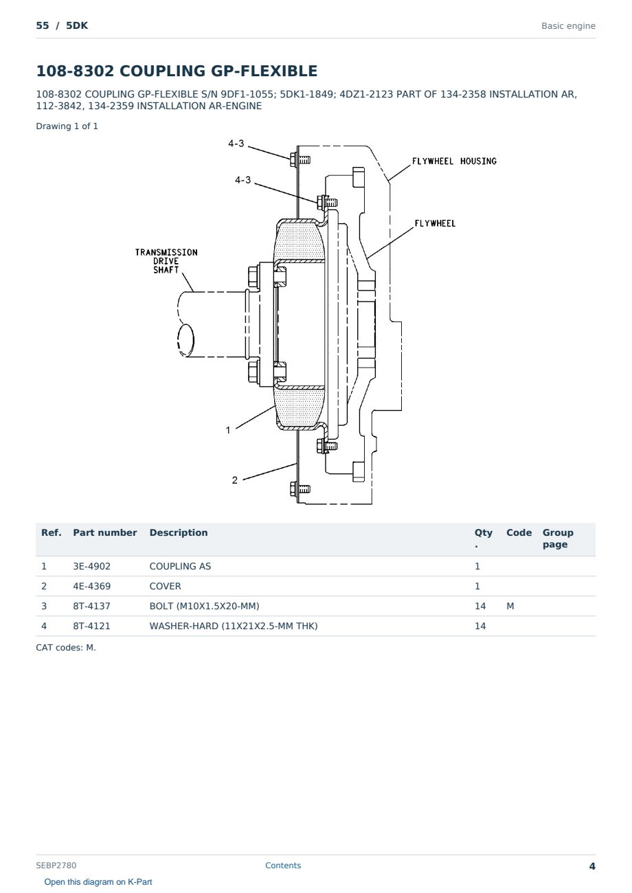 Caterpillar 55 S/N 5DK Partsbook SEBP2780 (English) - sample page 4 of 10 Caterpillar 55 S/N 5DK Partsbook SEBP2780 (English) - sample page 4 of 10