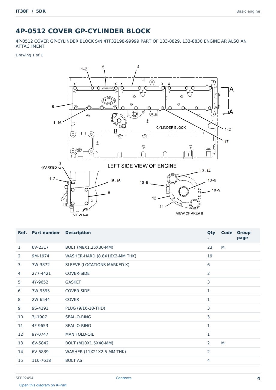 Caterpillar IT38F S/N 5DR Partsbook SEBP2454 (English) - sample page 4 of 10 Caterpillar IT38F S/N 5DR Partsbook SEBP2454 (English) - sample page 4 of 10