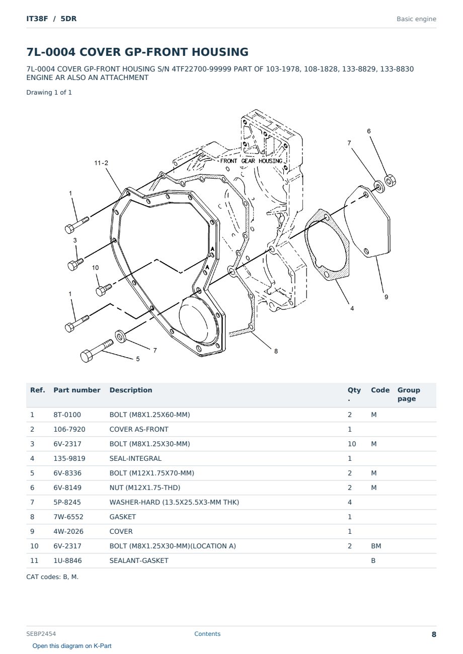Caterpillar IT38F S/N 5DR Partsbook SEBP2454 (English) - sample page 8 of 10 Caterpillar IT38F S/N 5DR Partsbook SEBP2454 (English) - sample page 8 of 10