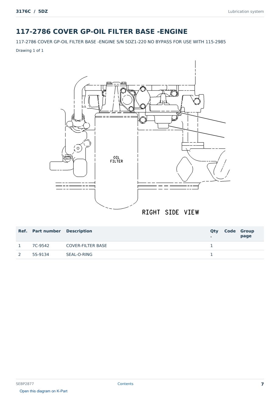 Caterpillar 3176C S/N 5DZ Partsbook SEBP2877 (English) - sample page 7 of 10 Caterpillar 3176C S/N 5DZ Partsbook SEBP2877 (English) - sample page 7 of 10