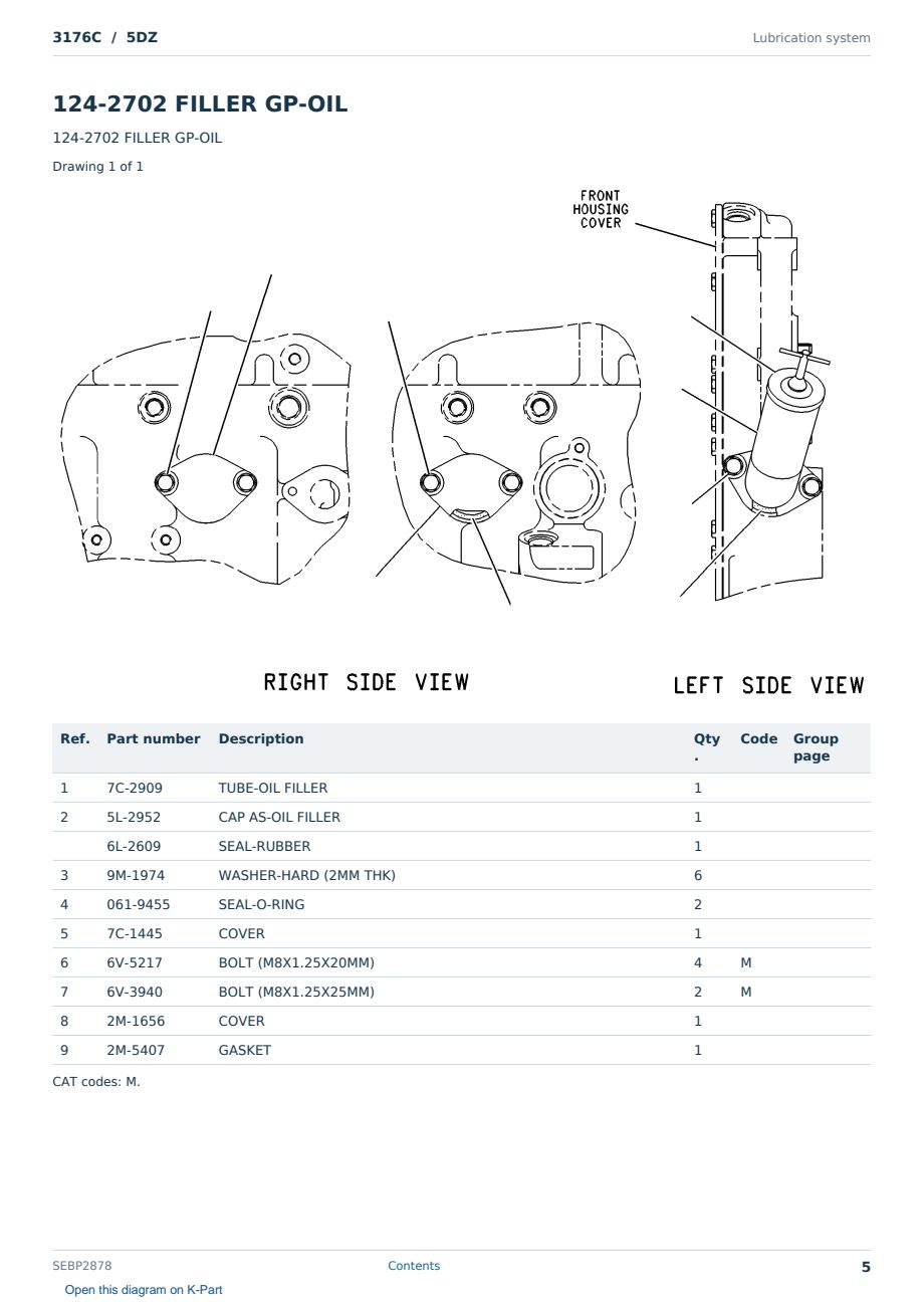 Caterpillar 3176C S/N 5DZ Partsbook SEBP2878 (English) - sample page 5 of 10 Caterpillar 3176C S/N 5DZ Partsbook SEBP2878 (English) - sample page 5 of 10