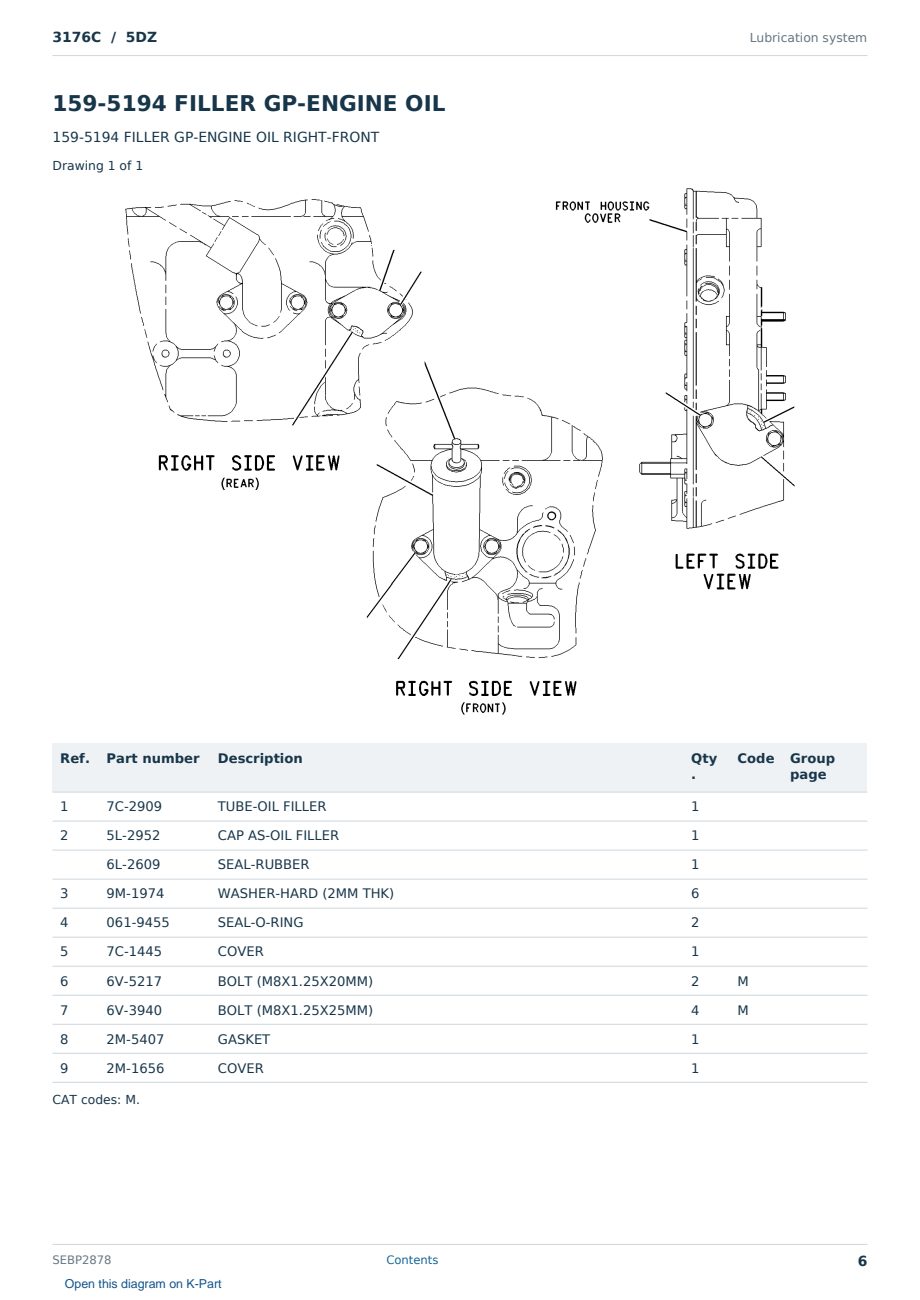 Caterpillar 3176C S/N 5DZ Partsbook SEBP2878 (English) - sample page 6 of 10 Caterpillar 3176C S/N 5DZ Partsbook SEBP2878 (English) - sample page 6 of 10