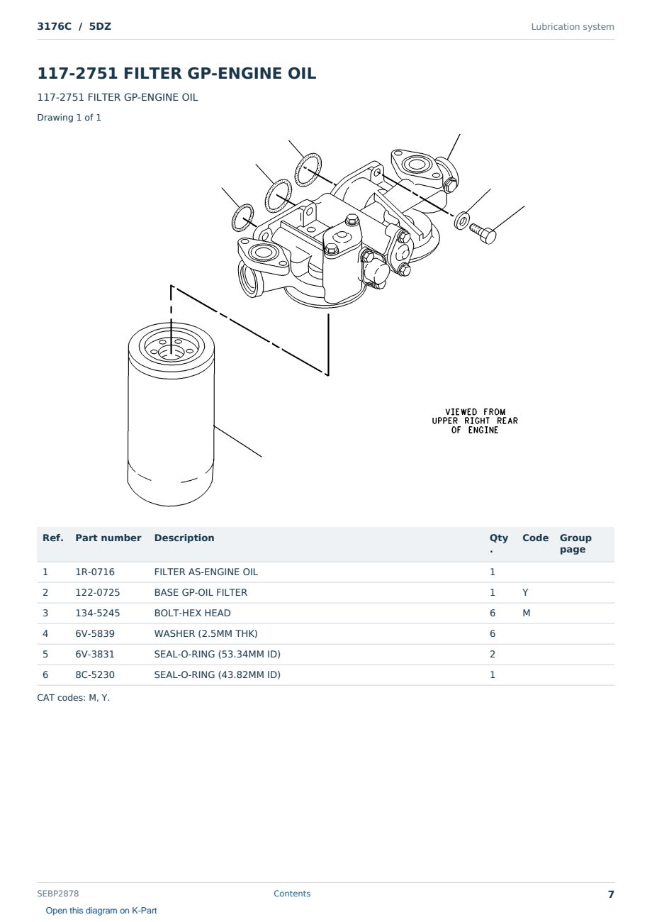 Caterpillar 3176C S/N 5DZ Partsbook SEBP2878 (English) - sample page 7 of 10 Caterpillar 3176C S/N 5DZ Partsbook SEBP2878 (English) - sample page 7 of 10